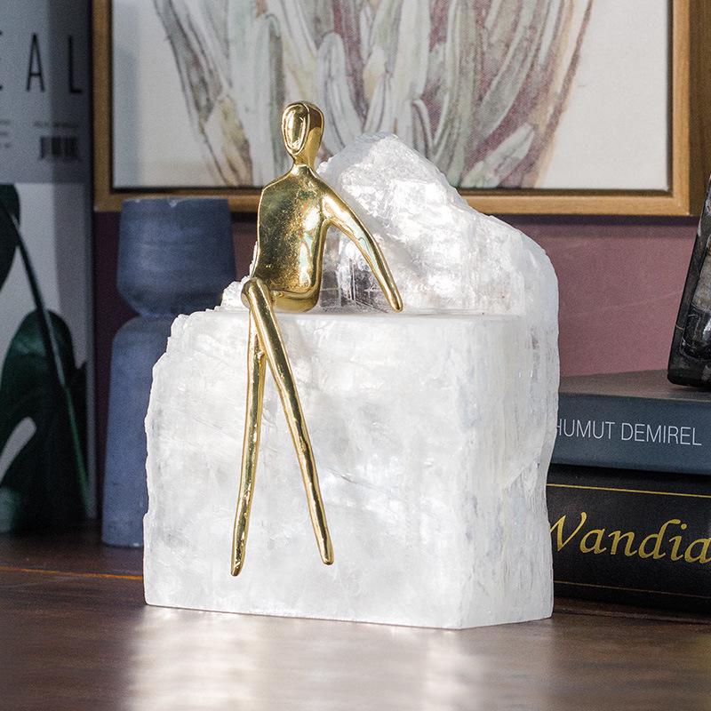 Minimalist Copper Abstract Figure Transparent Plaster Desktop Ornament for Living Room Decor