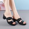 Fashion GKTINOO Women Slipper's 2025 Ladies Summer Slippers Shoes Women High Heels Fashion Rhinestone Summer Shoes Genuine Leather