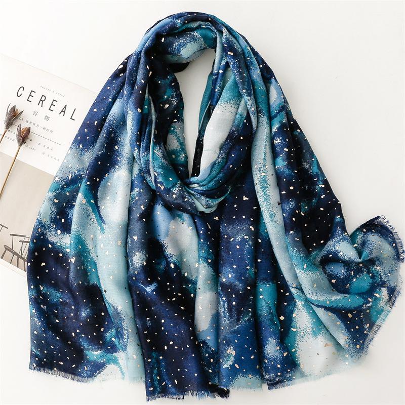 Winter Ombre Tie Dyed Painting Fringe Viscose Shawl Scarf Lady High Quality Print Pashmina Stole Bufandas Muslim Hijab 180*90Cm