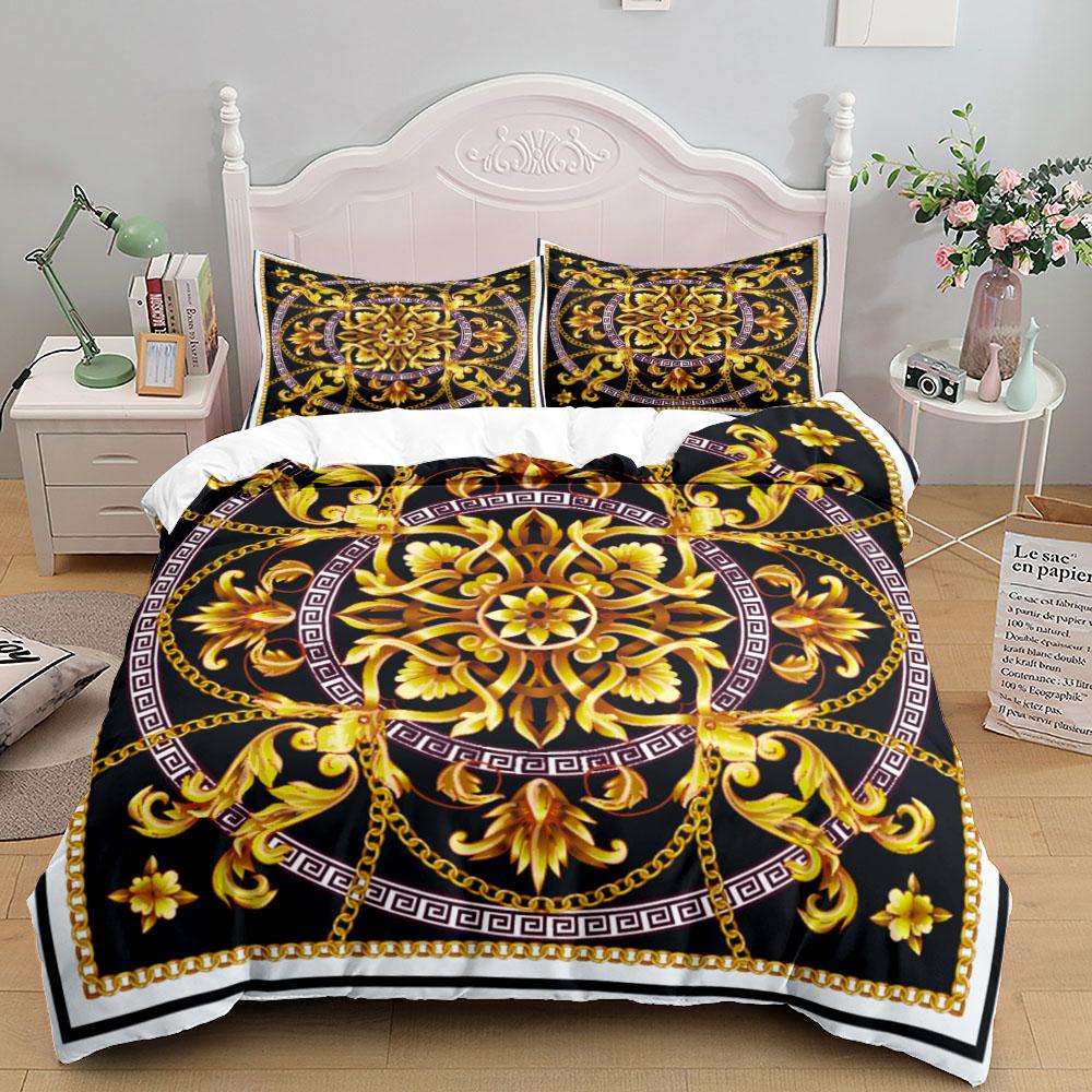 European Modern Golden Bohemian Duvet Cover Set Double King  Full Queen King Green Lantern Bed Linen Set
