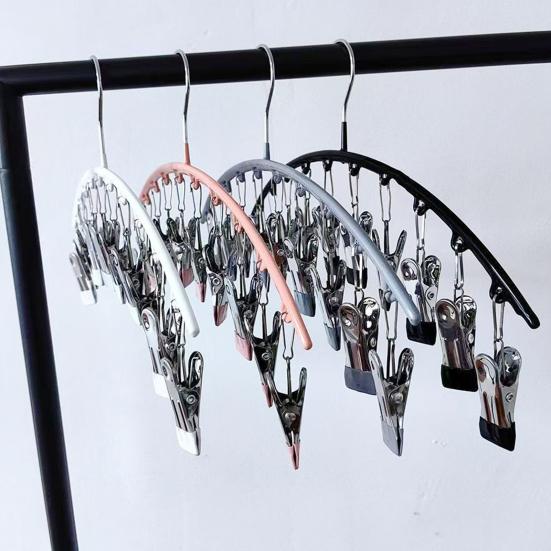 Closet Storage Hanger with 10 Clips Large Capacity Strong Load-bearing Windproof Multi-functional Laundry Drying Rack