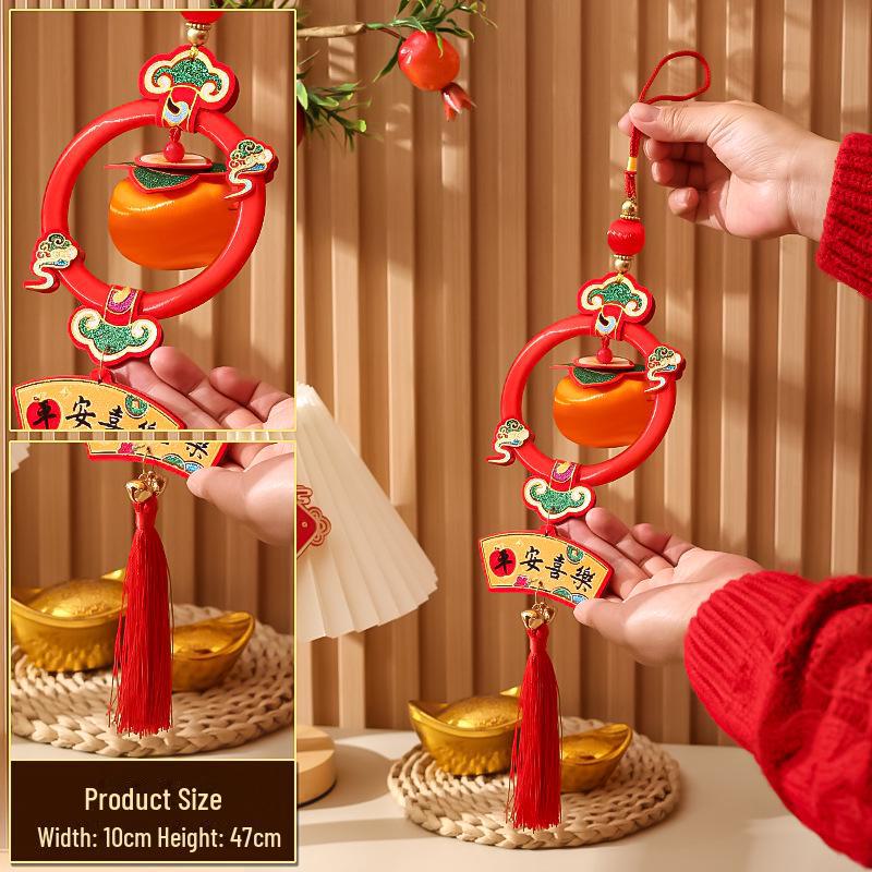 2025 Spring Festival Silk Persimmon String Lantern Ornament for Year of the Snake