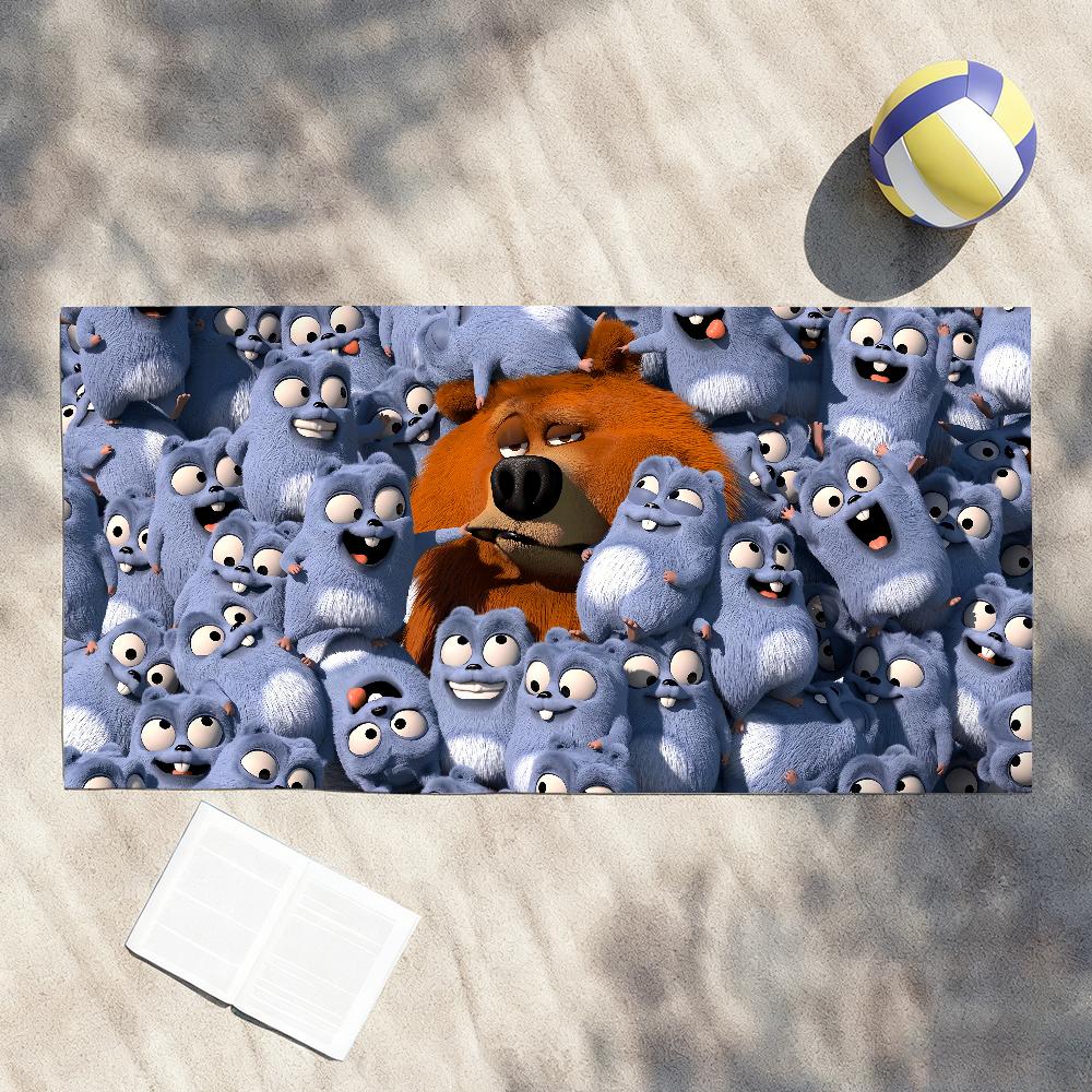Cartoon G-Grizzy and the L-Lemmings Towel Shower Sauna Travel Spa Quick Dry Gym Accessories Soft Large Beach Towels