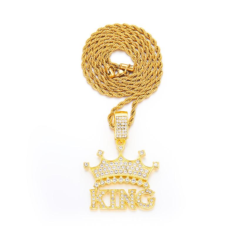 European & American Rhinestone Crown King HIPHOP Punk Pendant Accessory