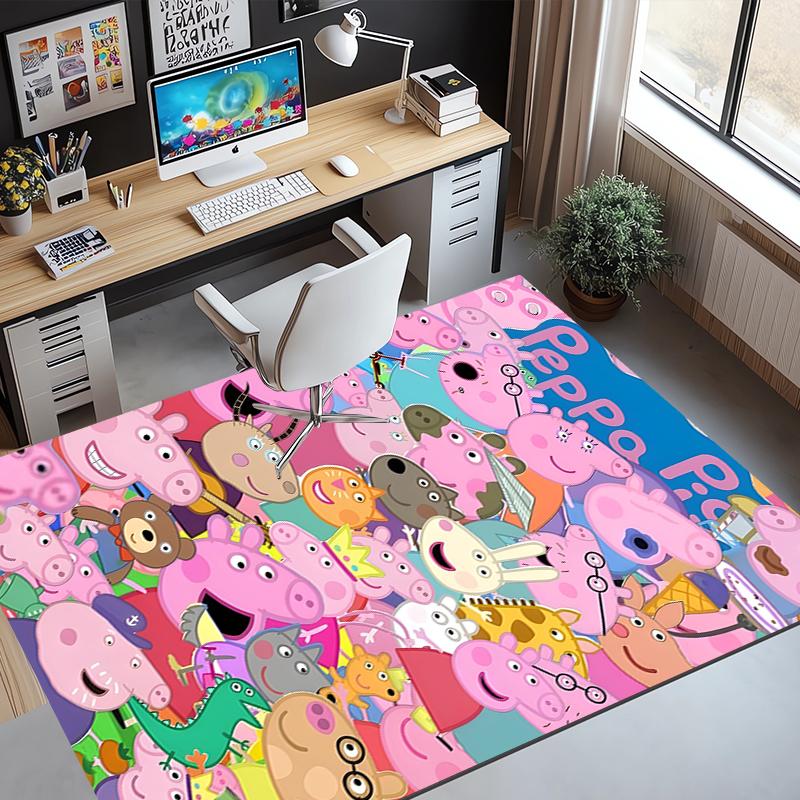Peppa Pig Pattern Rug, Indoor/Outdoor Mat, for Picnic, Gameroom, Bedroom, Office, Living Room, Home Decor Carpet, Birthday Gift