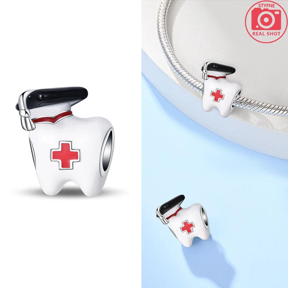Copper Dental Medical Series Emergency Kit Nurse Hat Stethoscope Charms Pendants Fit Original Bracelets Diy Jewelry