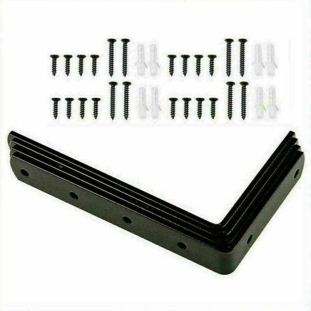 

4 шт., черный настенный кронштейн для полки, сверхмощный чугунный угловой кронштейн с кодом L, L-образный кронштейн для полки