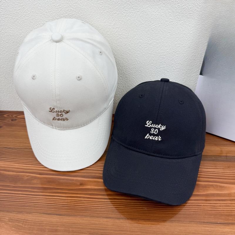 Letter Embroidered Baseball Cap Women's Face Showing Small and Versatile Sun Protection Baseball Cap Big Head Circumference Soft Top Hat Trendy