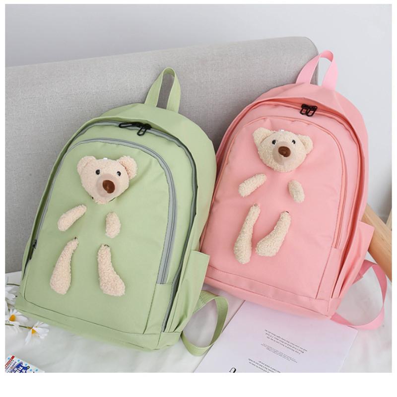 Female Junior High School College Students Four-piece School Bags Korean Version Harajuku Style Backpack Ins Knapsack with Bumbag Pen Bag