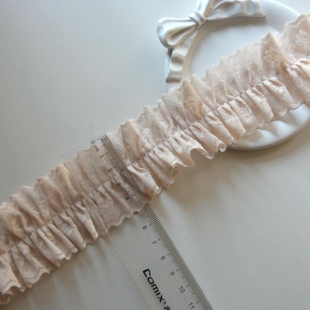 4.5cm Double-sided Pink-Green Pleated Lotus Edge Elastic Ribbon for Hair and Card Collars