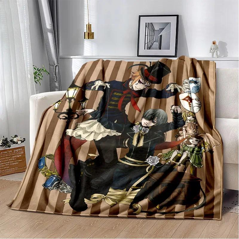 3D Anime Black Butler Cartoon Blanket,Soft Throw Blanket for Home Bedroom Bed Sofa Picnic Travel Office Rest Cover Blanket Kids