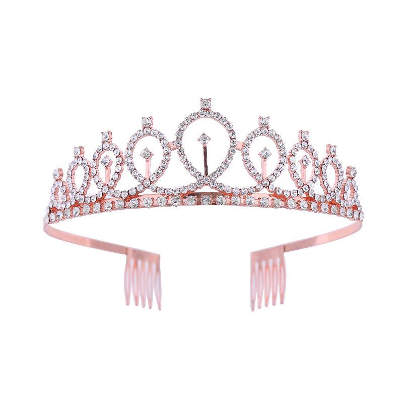 European and American Bridal Crown Tiara Alloy Crystal Wedding Hair Accessories Crown Birthday Party Headband Jewelry