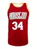 Pánský #34 Sportovní Basketbalový Červený Dres Prodyšné Bezrukávové Sportovní Tričko Tréninkové a Závodní Sportovní Oblečení Vhodné na Léto