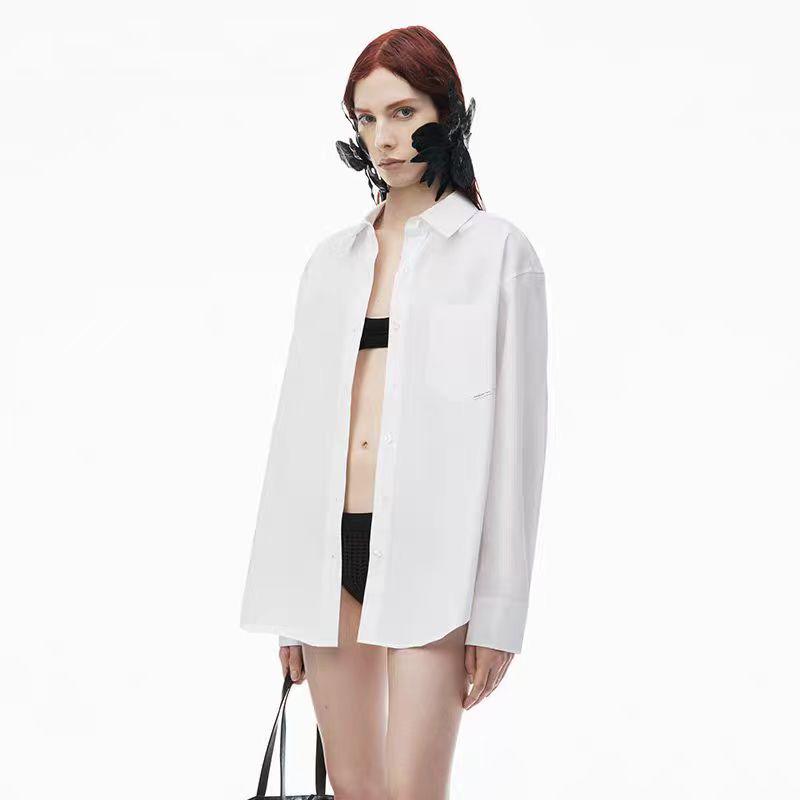 

Alexa Wang Oversized Chic Button-Up Long Sleeve Shirt for Women L білий