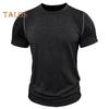 Men's Round Neck T-shirt Cotton Solid Color Short Sleeve Basic Tee Pullover Casual Tee Shirt for Sports Gym Travel Daily Wear