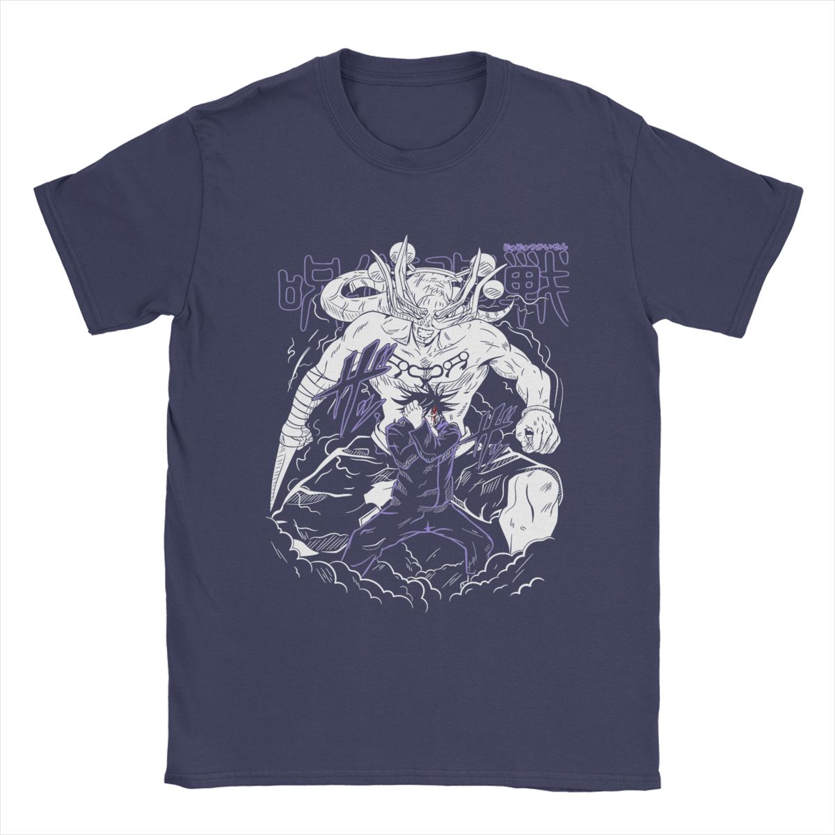 

JJK Anime Curse Sorcerer Mahoraga Men s T Shirts Novelty Tee Shirt Short Sleeve Round Neck T-Shirt Pure Cotton Gift Tops 4XL