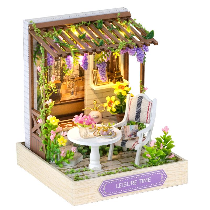 Mini Miniature Doll House DIY Small House Kit Making Room Toys Home Bedroom Decorations With Furniture Wooden Craft DollHouses