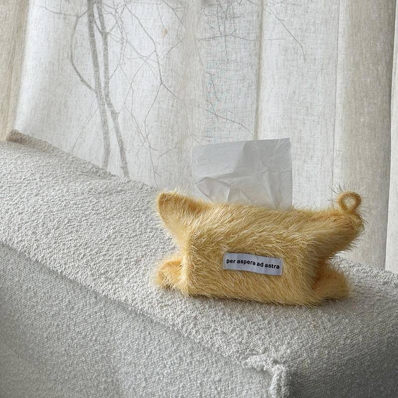 1Pc Toilet Paper Storage Nordic Style Thread Plush High Quality Tissue Bag Holder Solid Color Napkin Boxes