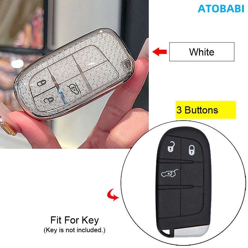 Kristall-Stil TPU Auto Schlüsselhülle Tasche für Jeep Grand Cherokee Renegade Compass Dodge Durango Charger Challenger Srt Chrysler