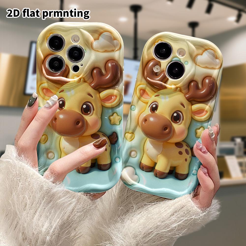 Phone Case: 2D Flat Design Suitable for iPhone 18, 17, 16, 15, 14, 13 Pro Protective Case, Little Deer, Perfect Christmas and Halloween Holiday Gift