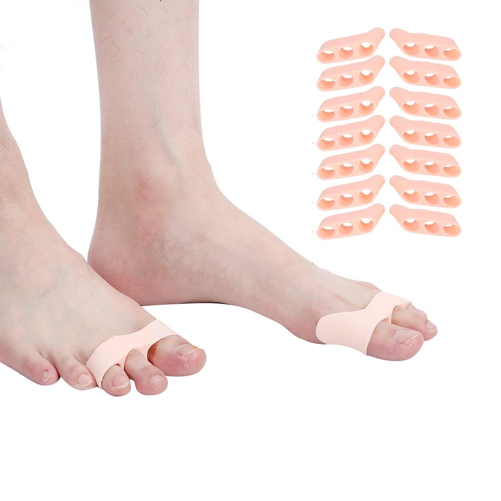 7 Pairs 3 Hole Little Toe Separator SEBS Hallux Valgus Toe Corrector Separation ToolBright Skin Color