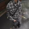 Men's Black and White Plaid Shirt - Loose, Casual, Spring/Autumn Style