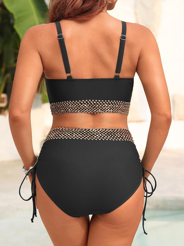 1011 New Split Swimsuit Women's High Waist To Cover Their Belly, Split Strap European and American Sexy Bikini Swimsuit Women