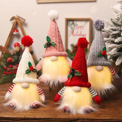 1~4pcs  Christmas Doll Elf Knitted Gnome with Led Night Light Christmas Decorations for Home Xmas Navidad New   Gift