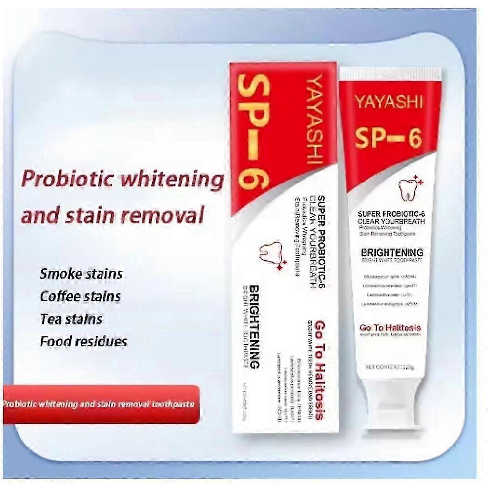 SP-6 Probiotic Whitening Toothpaste with SP4 Fresh Breath Enzyme, Brightening & Stain Removing for Teeth Whitening and Fresh Breath