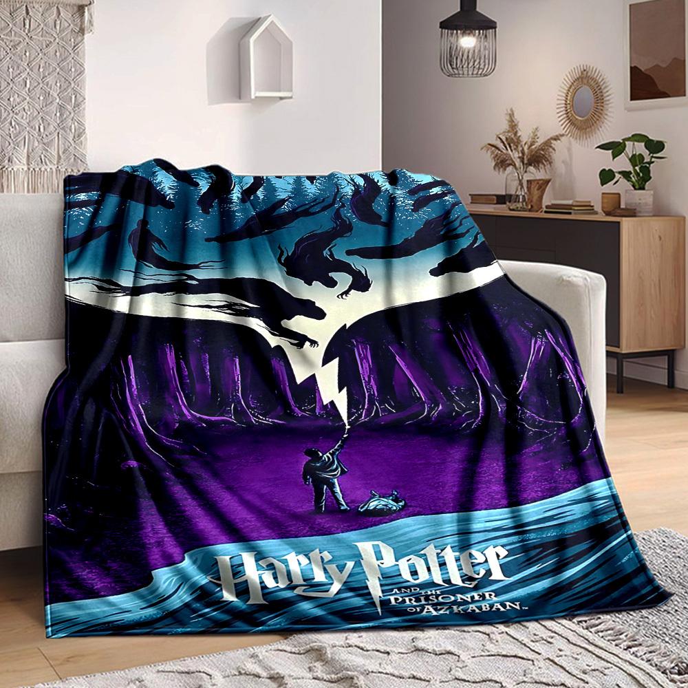 1pc Harry Potter Flannel Throw Blanket - HD Printed Lightweight Soft Warm All-Season Blanket for Sofa, Bed, Travel, Camping 095