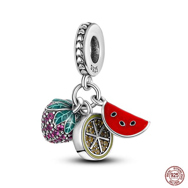 New 925 Sterling Silver Red Color Series Heart Shape Charms Beads Lucky Jewelry Gifts