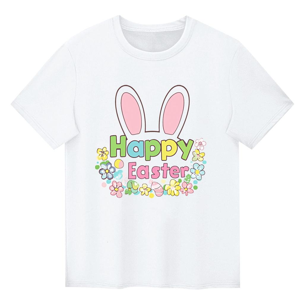 Children's Printed Short Sleeved Round Neck Casual Comfortable Loose Lightweight Top