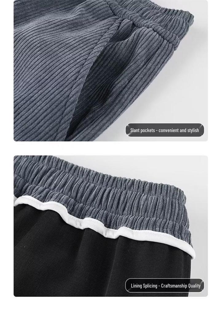 Korean Style Men's Loose Corduroy Straight-Leg Trousers - Spring/Autumn Trendy Casual Pants