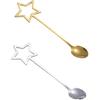 Hemoton Five-Pointed Star Dessert Spoon Set Stainless Steel Gold Coffee Tea Ice Cream Spoons 5.7 Inch Star Handle Flatware for Kitchen Dining