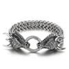 Viking Wolf Head Bracelet for Men Stainless Steel Chain Link Retro Handmade Jewelry Gift