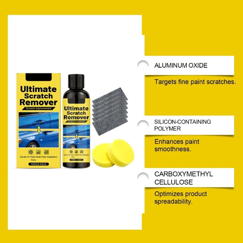 Long Lasting 100G Car Scratch Repair Compound and Polish Kit for Light Scratches Swirl Marks On All Paint Colors Easy DIY Use
