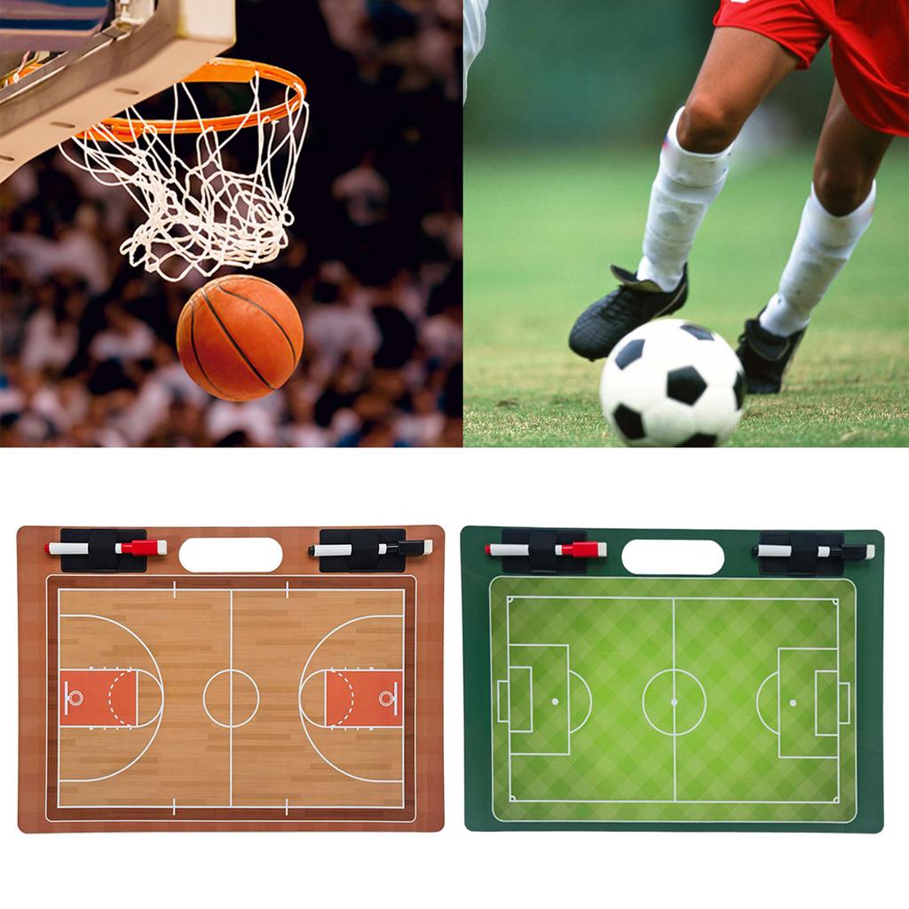 Tavola Tattica da Pallacanestro a Doppio Lato (Campo Intero/Metà Campo) Lavagna Cancellabile a Secco Tavola da Allenamento per Calcio per Allenatori con 2 Pennarelli