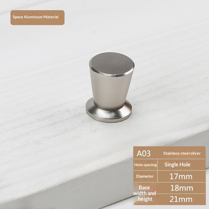 Home Decoration Silver Aluminum Single Hole Handle Modern Wardrobe Drawer Round Knob Kitchen Cabinet Furniture Small Door Handle