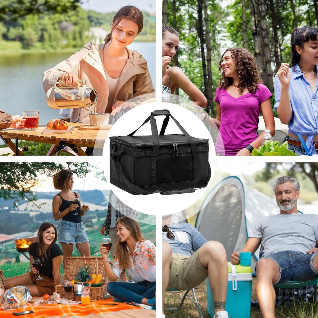 Camping Tote Bag 30L Foldable Cookware Organizer Utility Tote Bag With Handles For Outdoor Gear Kitchen Travel Cookware Tool