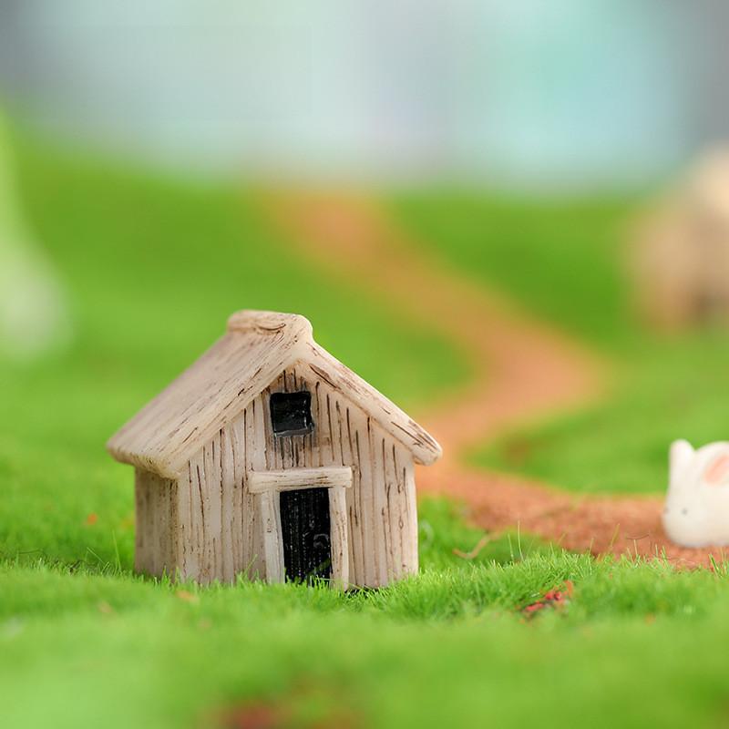 Adorable Resin Moss Micro Landscape Decor Wooden House Cute Diy Craft Ornament
