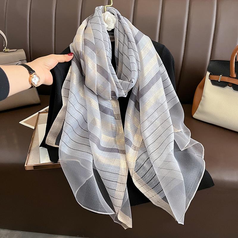 Luxury New Long Silk Scarf for Women Beach Hijab  Elegant Shawls Female Head Wool Wraps Plaid Echarpe Bufanda Bandana