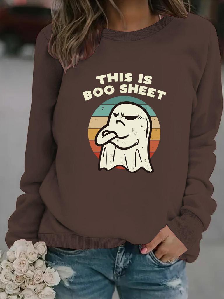 Women's Autumn/Winter Long-Sleeve Cartoon Ghost Pullover Hoodie