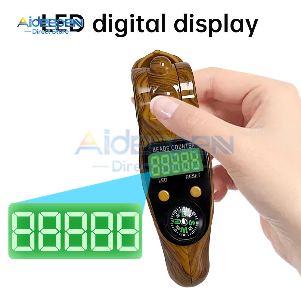 Hand Counter Portable Digital Beads Counter LED Digital Electronic Rosary Beads Tally Toy Tassel with LED easy resettable 1