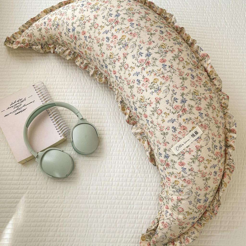 Cotton & Linen Moon Pillow: Baby Soothing, Washable, Pregnancy Support