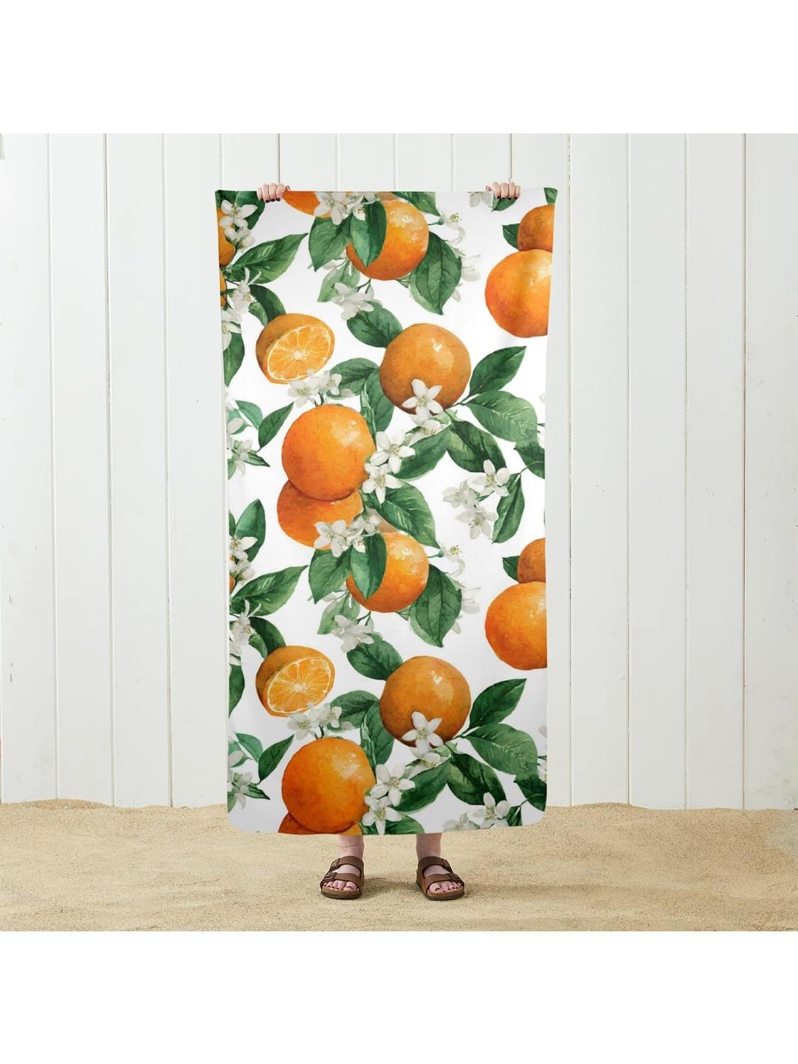 

Watercolor Orange Fruit Pattern Beach Towel,Oversized Quick Dry Pool Towels for Women, Lightweight Absorbent Sandproof Beach W30*H60(CM)