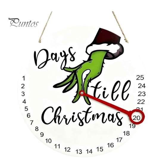 Christmas Atmosphere Ornament Countdown Calendar, Reusable Days Until Door Hanging Sign, Home Indoor Xmas Vintage Round Wreath Hanger for Holiday Wall