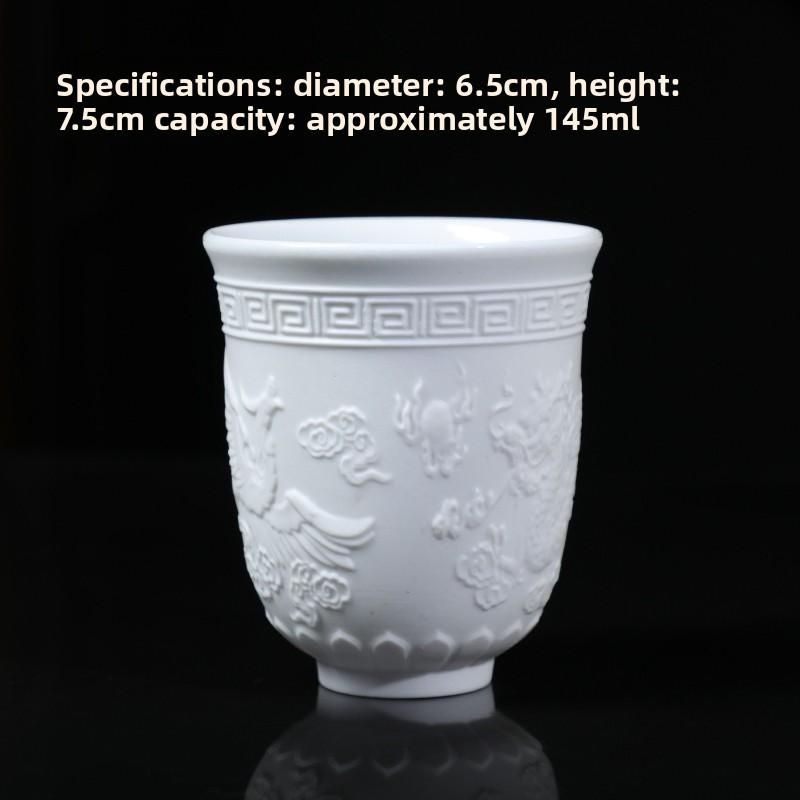 White Porcelain Mutton Fat Jade Master Tea Cup Handmade Chinese Gongfu Teaware for Personal Use Ceremony and Gift