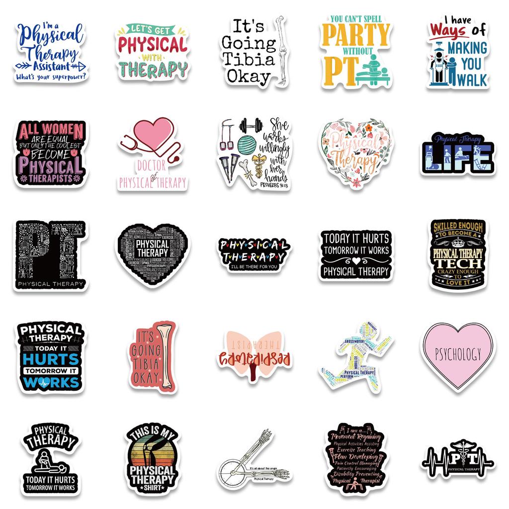 50 Health Therapy Stickers DIY Decorative Suitcase Notebook Waterproof Stickers