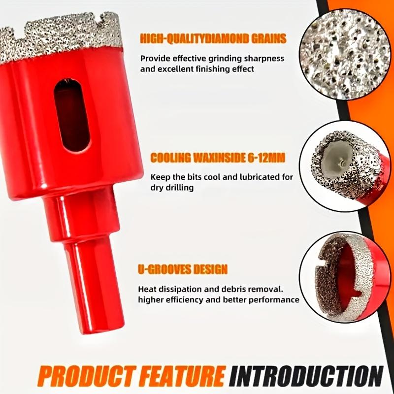 סט 12 יחידות חותך חורים לאריחי גבס ערכת כלי חותך חורים כלי קידוח לאריחי פורצלן מלאים, גרניט, שיש, אבן קרמית