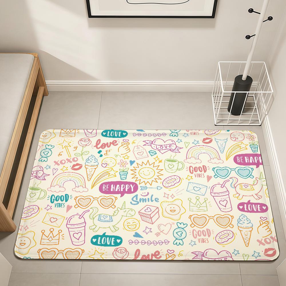 Cute cartoon animal graffiti funny Home Bedside Rug Kitchen Bath Floor Mat Hallway Balcony Carpet Entrance Doormat hogar Decor